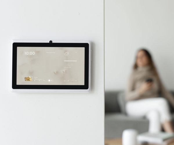 Home automation panel monitor on a wall